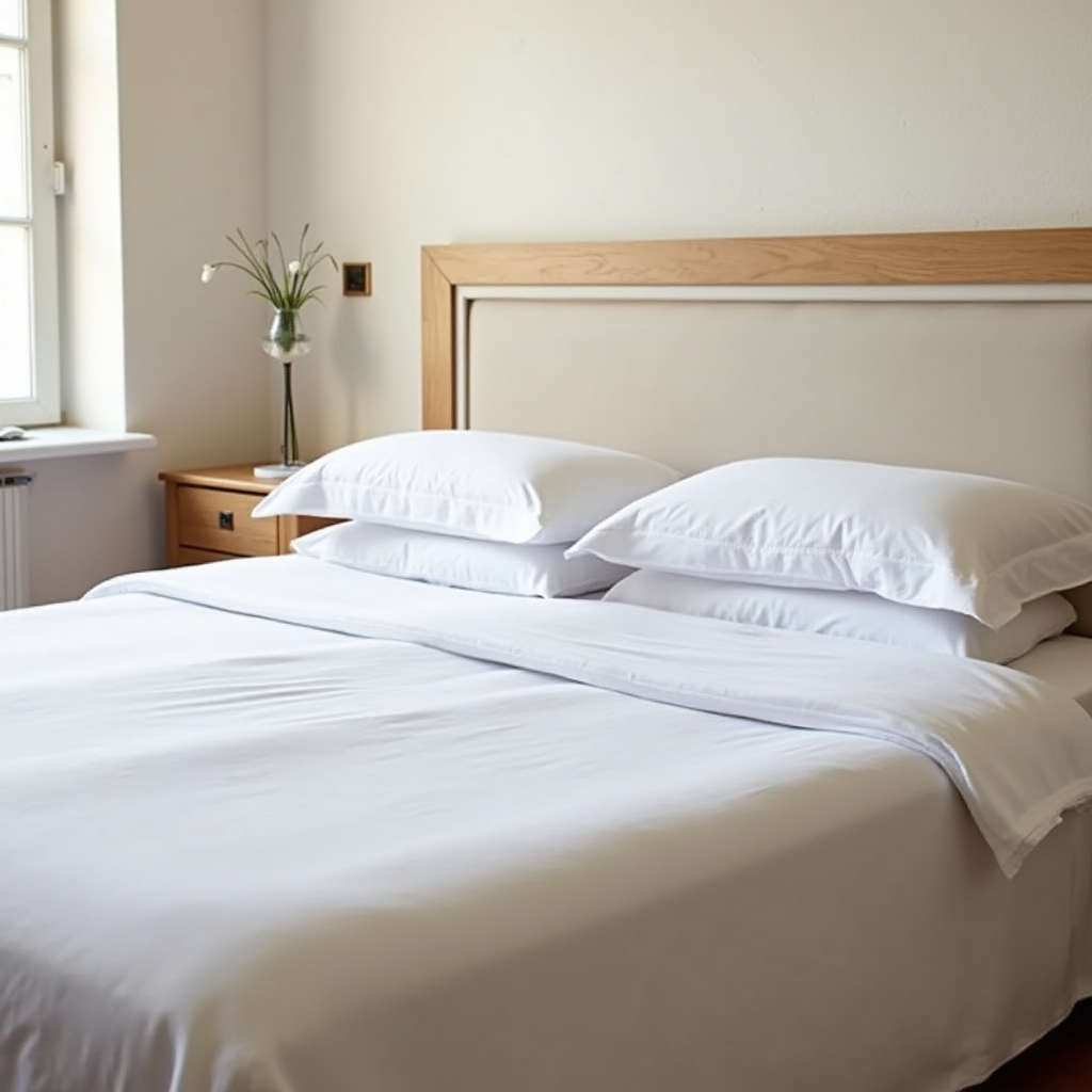Biancheria da letto stirata e piegata per un bed and breakfast sul Lago di Garda