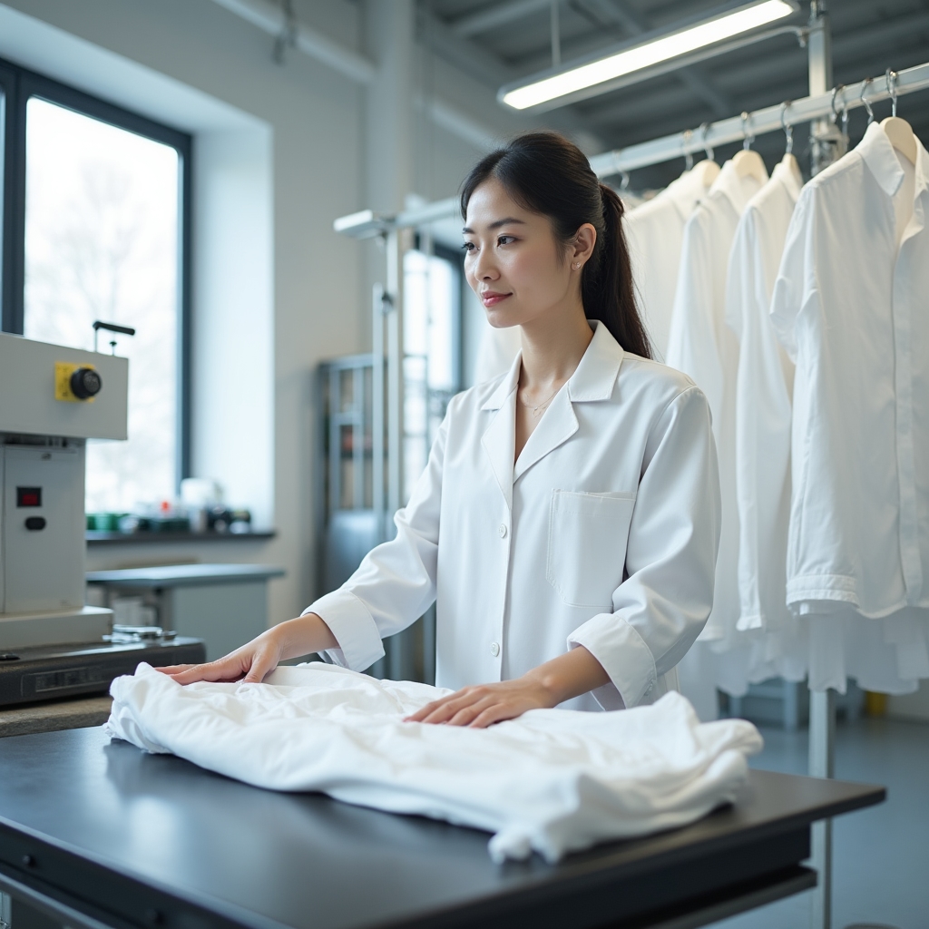 Ambiente di lavoro professionale per la stiratura con attrezzatura commerciale
