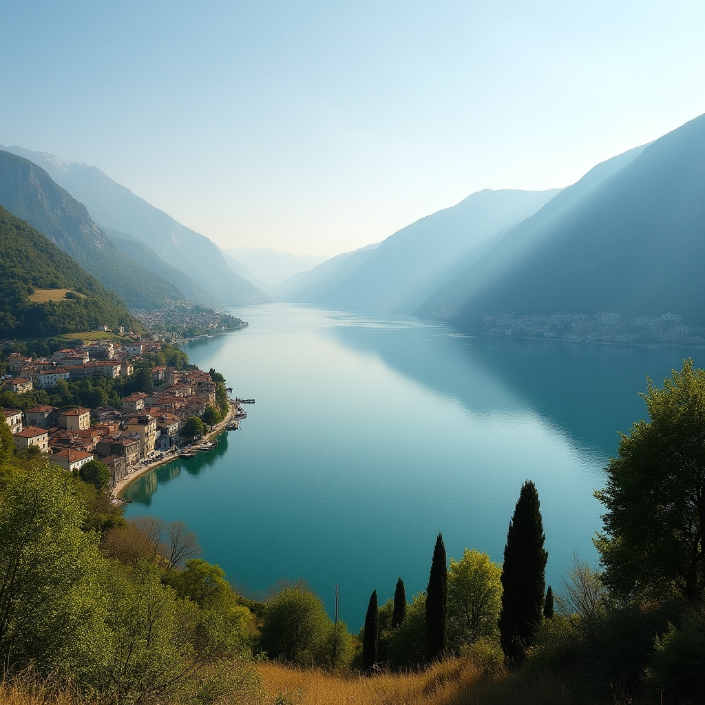 Vista panoramica del Lago di Garda con le colline circostanti